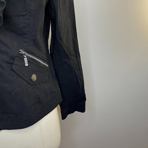 CHRISTOPHER & BANKS Women's Black Ruffled Jacket - Size PS - NWT - Picture 3 of 4